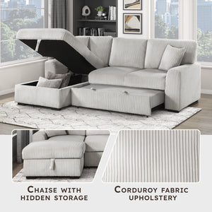 Corduroy Fabric 2-Piece Sectional with Left Chaise