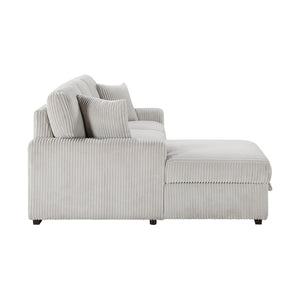 Corduroy Fabric 2-Piece Sectional with Left Chaise