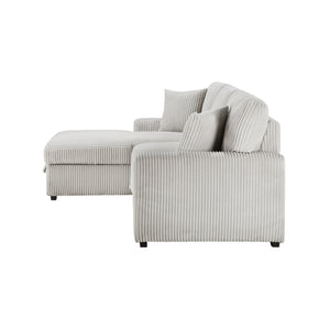 Corduroy Fabric 2-Piece Sectional with Left Chaise