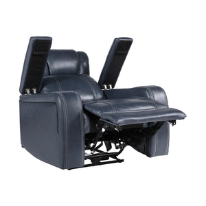 Leather Match Power Reclining Chair with Storage