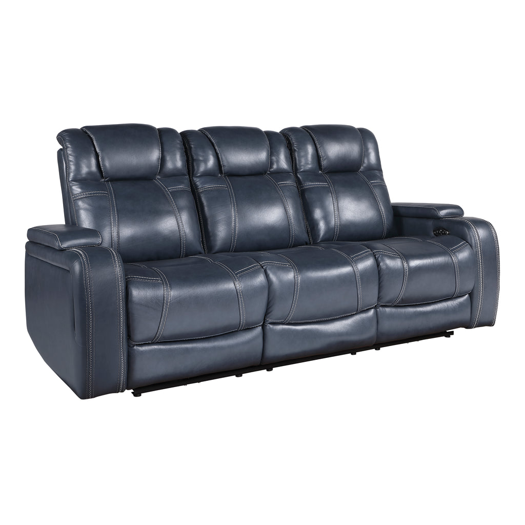 Leather Match Power Reclining Sofa with Storage