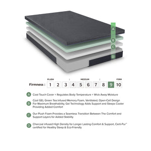 11" Green Tea Gel-Infused Memory Foam Mattress