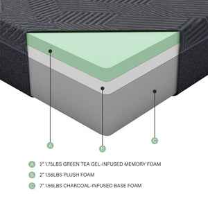 11" Green Tea Gel-Infused Memory Foam Mattress