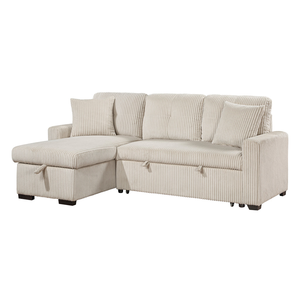 3-Piece Reversible Sectional with Pull-out Bed and Hidden Storage