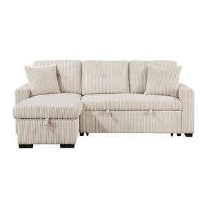 3-Piece Reversible Sectional with Pull-out Bed and Hidden Storage