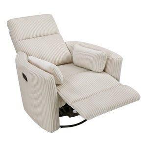 Corduroy Fabric Swivel Glider Recliner