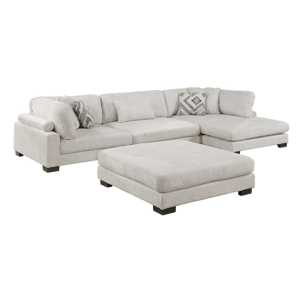 Textured Microfiber 4-Piece Modular Sectional with Chaise and Ottoman