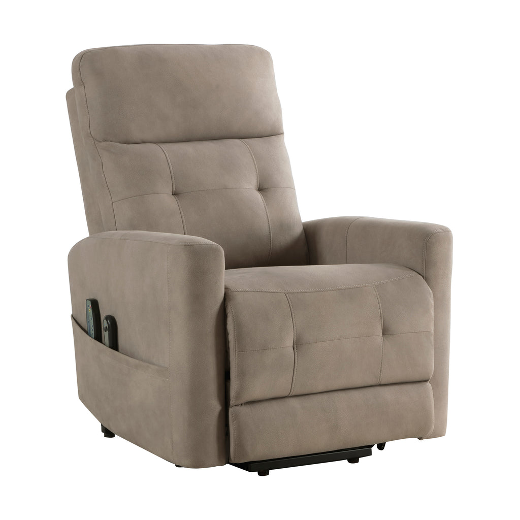 Textured Microfiber Power Lift Recliner with Massage and Heat