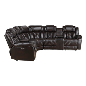 Faux Leather 3-Piece Power Reclining Sectional with Consoles