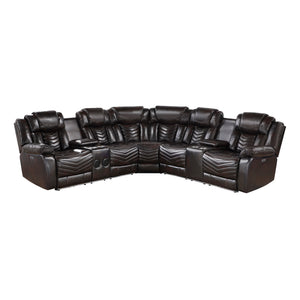 Faux Leather 3-Piece Power Reclining Sectional with Consoles