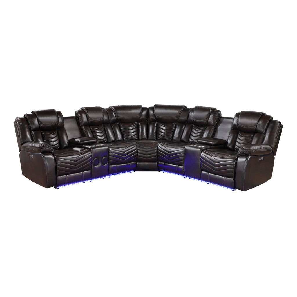 Faux Leather 3-Piece Power Reclining Sectional with Consoles