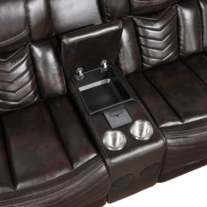 Faux Leather 3-Piece Power Reclining Sectional with Consoles