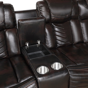 Faux Leather 3-Piece Power Reclining Sectional with Consoles