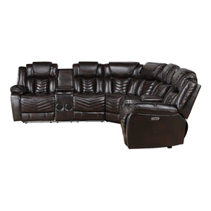 Faux Leather 3-Piece Power Reclining Sectional with Consoles