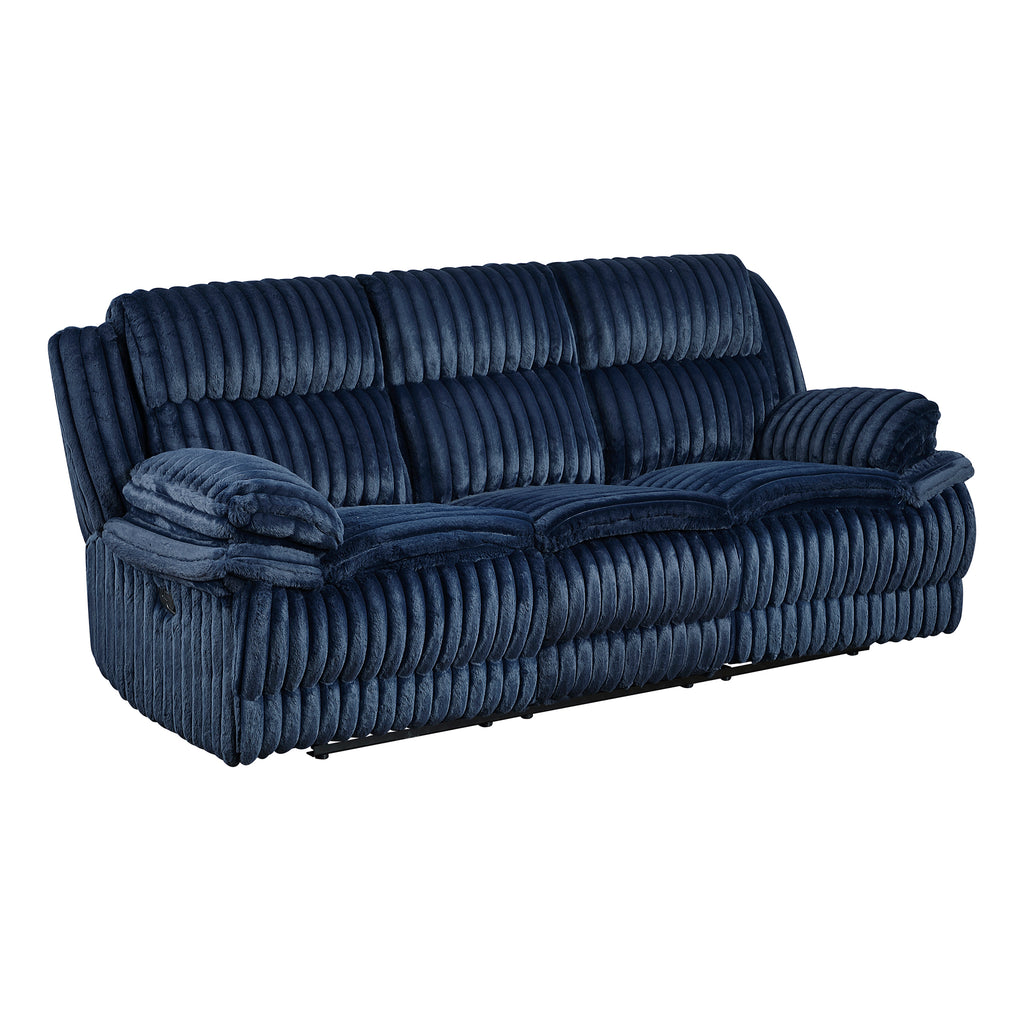 Corduroy Fabric Glider Double Reclining Sofa