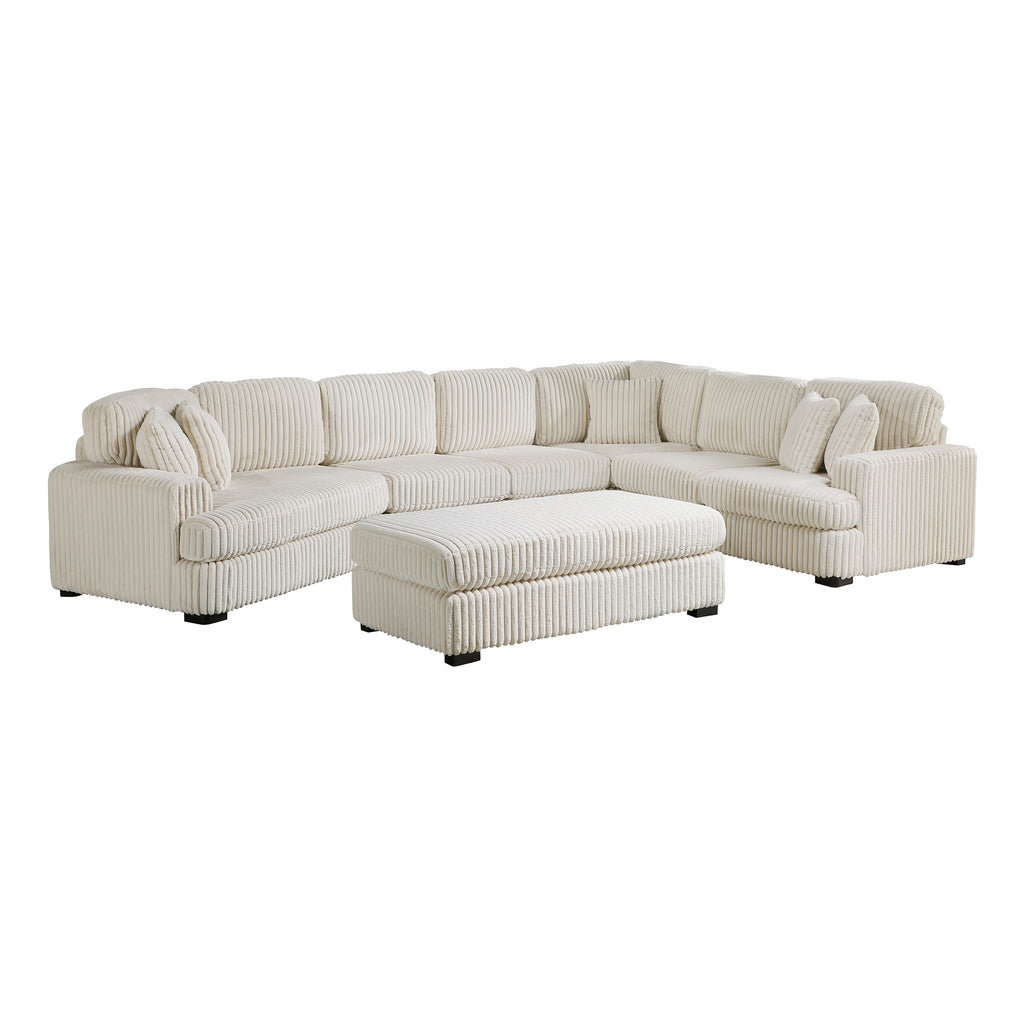 Corduroy 5-Piece Sectional with Left Cuddler and Ottoman