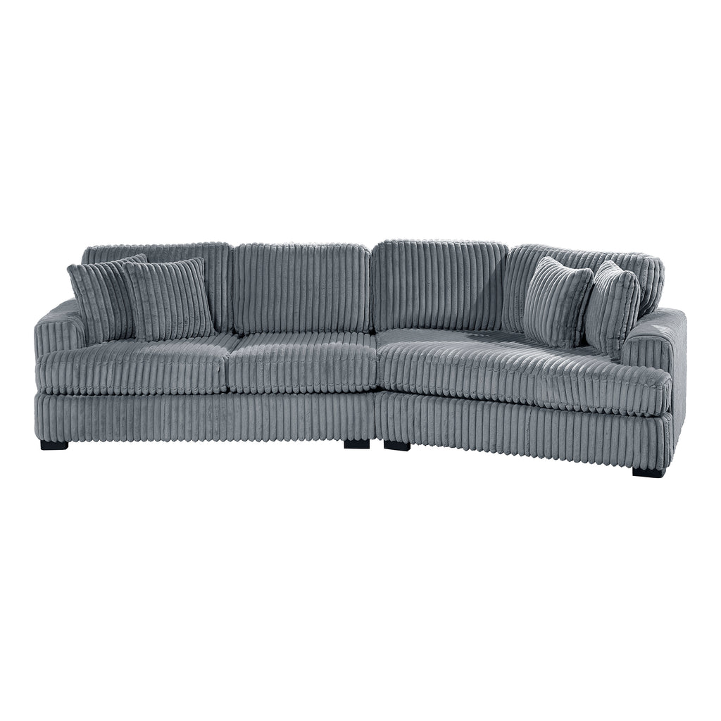 Corduroy 2-Piece Sectional with Right Cuddler