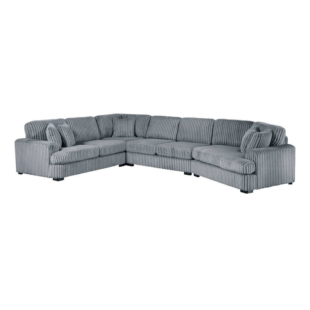 Corduroy 4-Piece Sectional with Right Cuddler
