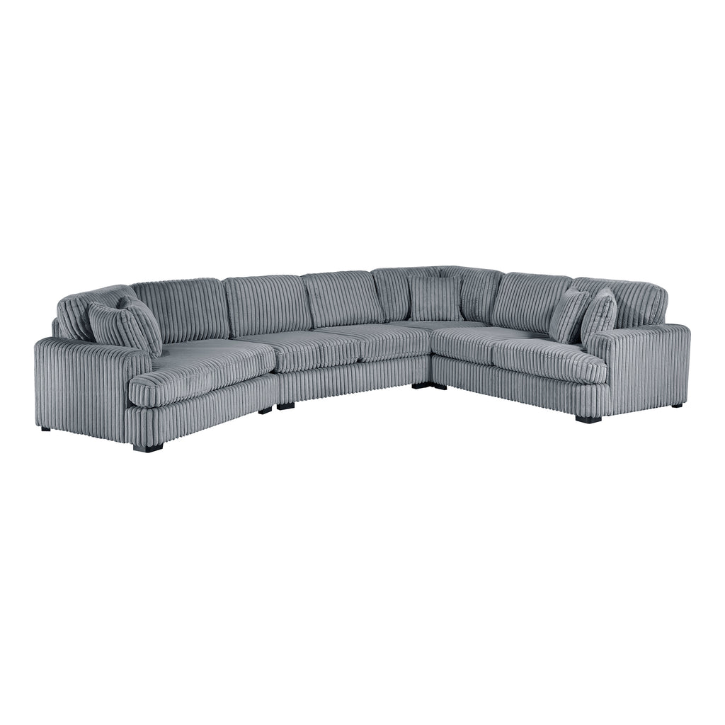 Corduroy 4-Piece Sectional with Left Cuddler