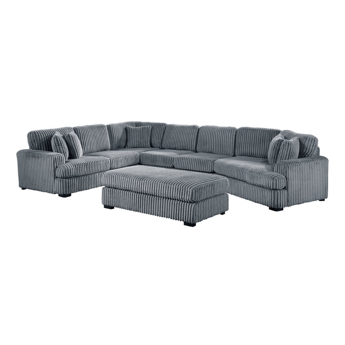 Corduroy 5-Piece Sectional with Right Cuddler and Ottoman