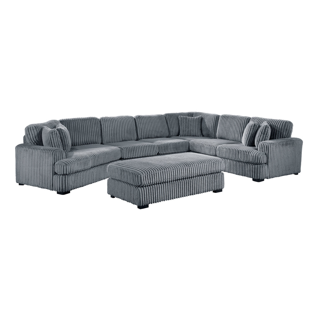 Corduroy 5-Piece Sectional with Left Cuddler and Ottoman