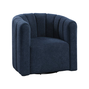 Boucle Fabric Swivel Chair with Ottoman