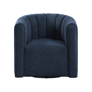 Boucle Fabric Swivel Chair with Ottoman