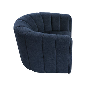 Boucle Fabric Swivel Chair with Ottoman