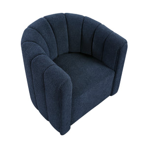 Boucle Fabric Swivel Chair with Ottoman