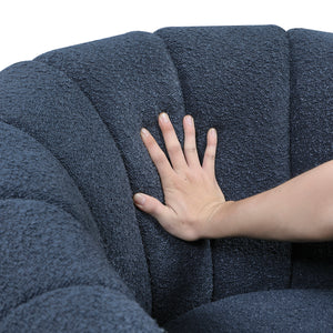 Boucle Fabric Swivel Chair with Ottoman