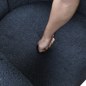 Boucle Fabric Swivel Chair with Ottoman
