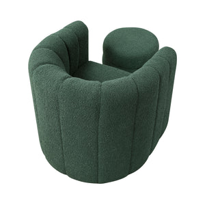 Boucle Fabric Swivel Chair with Ottoman