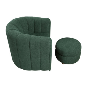 Boucle Fabric Swivel Chair with Ottoman