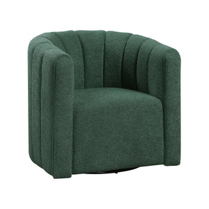 Boucle Fabric Swivel Chair with Ottoman