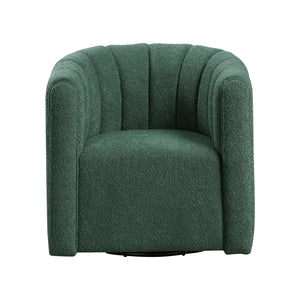 Boucle Fabric Swivel Chair with Ottoman
