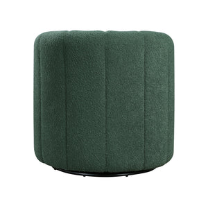 Boucle Fabric Swivel Chair with Ottoman