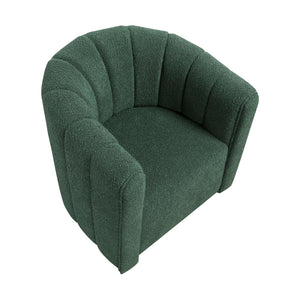 Boucle Fabric Swivel Chair with Ottoman