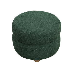 Boucle Fabric Swivel Chair with Ottoman