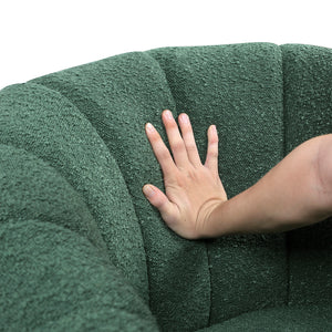 Boucle Fabric Swivel Chair with Ottoman