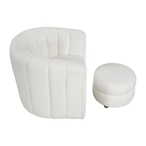 Boucle Fabric Swivel Chair with Ottoman