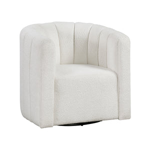 Boucle Fabric Swivel Chair with Ottoman