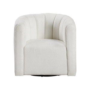 Boucle Fabric Swivel Chair with Ottoman