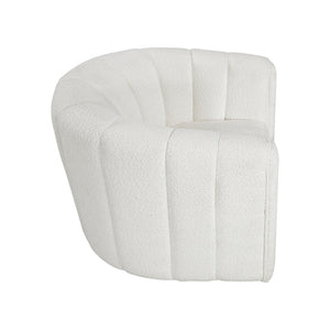 Boucle Fabric Swivel Chair with Ottoman