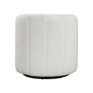 Boucle Fabric Swivel Chair with Ottoman