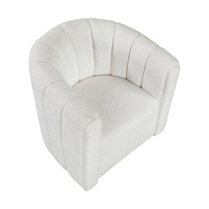 Boucle Fabric Swivel Chair with Ottoman