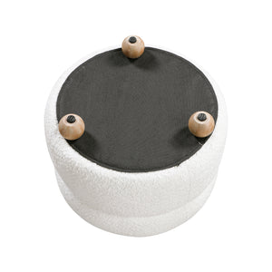 Boucle Fabric Swivel Chair with Ottoman