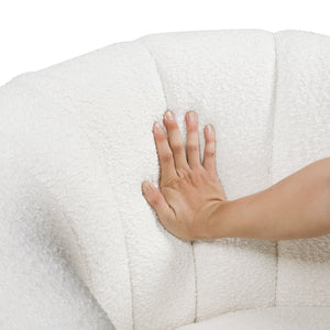 Boucle Fabric Swivel Chair with Ottoman