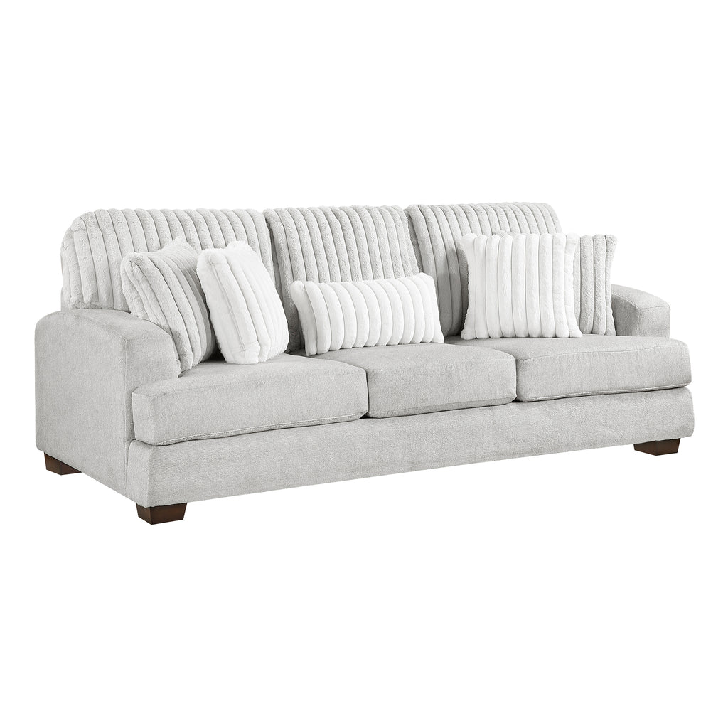 Textured Microfiber and Corduroy Sofa