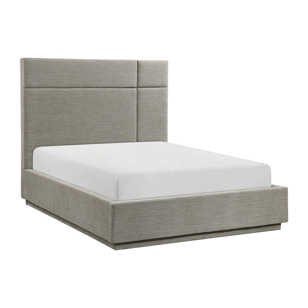 Textured Fabric Platform Bed, Queen