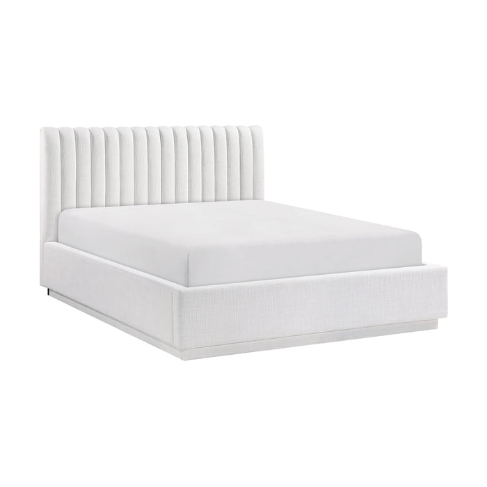 Textured Fabric Platform Bed, Queen